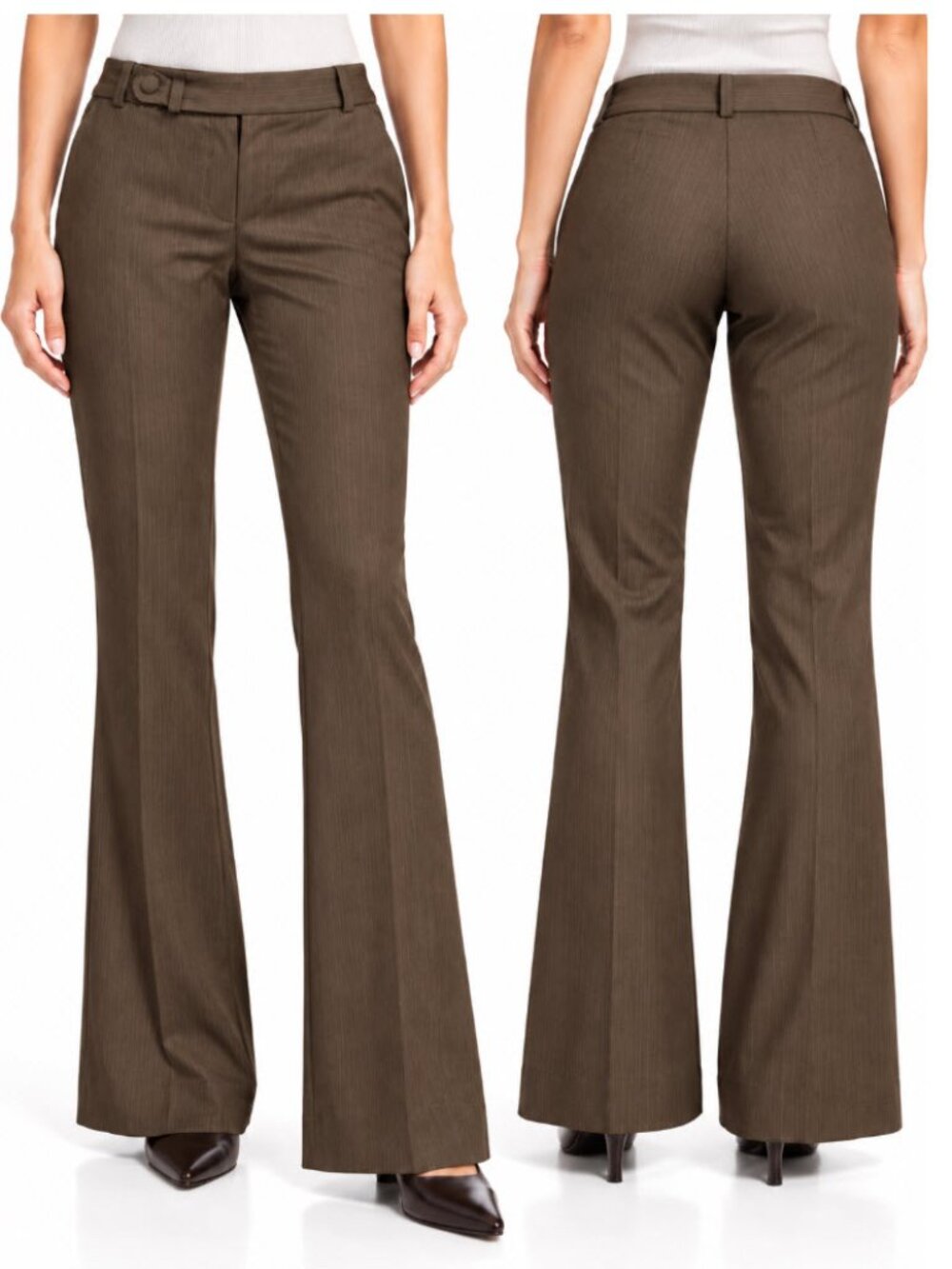 Banana Republic Martin Fit Brown Striped Wool Bootcut Flare Pants 8